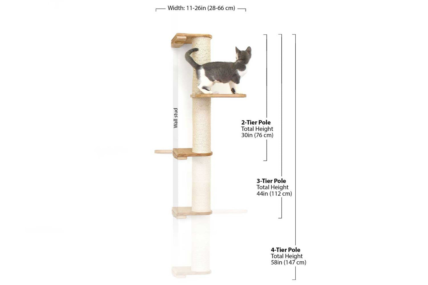 Wall Mounted Cat Climbing Pole - Sisal