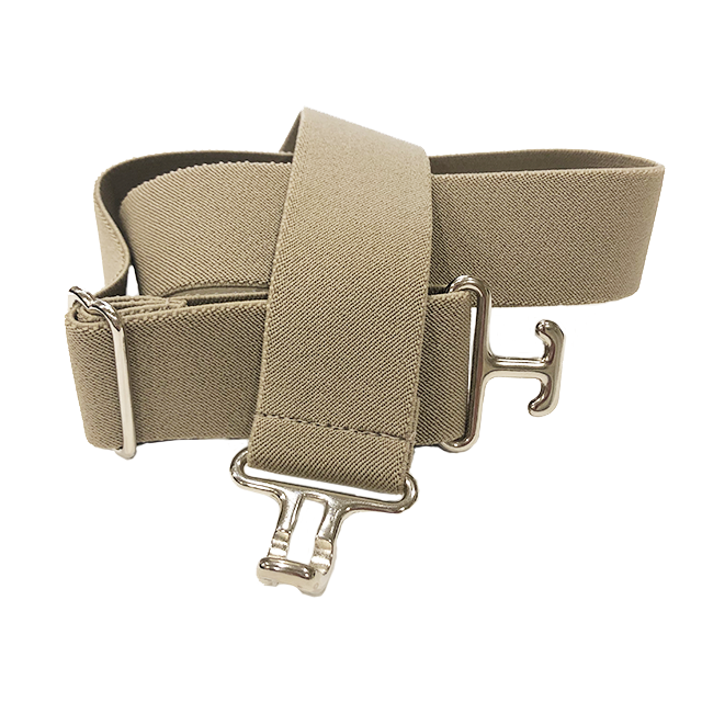 Thin Khaki + Silver Elastic Belt