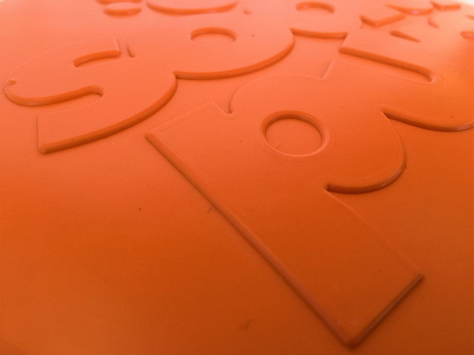 Bottle Top Flyer Rubber Frisbee for Dogs | Orange | Vet Approved | USA Made