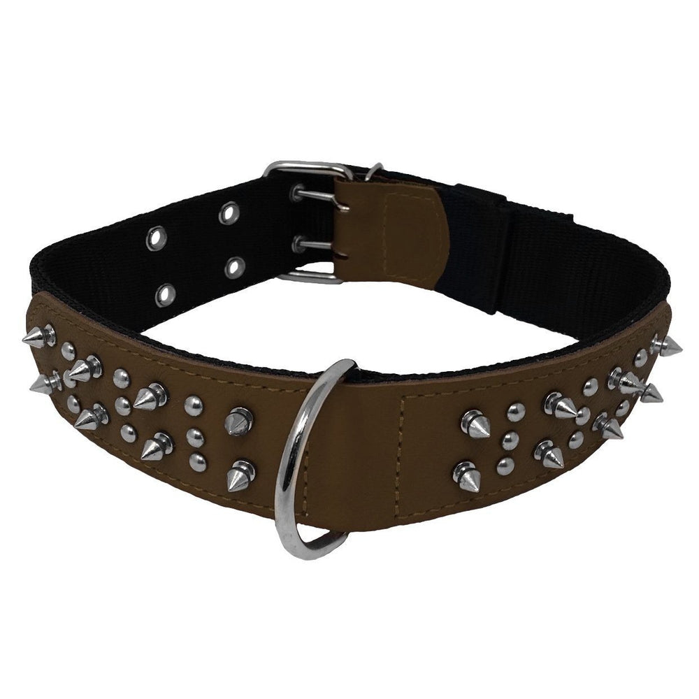 Leather + Nylon Spiked Dog Collar