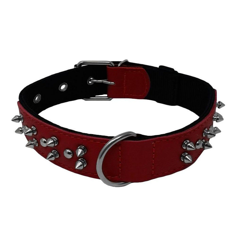 Leather + Nylon Spiked Dog Collar