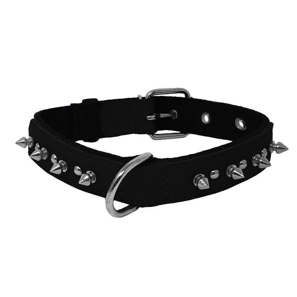Leather + Nylon Spiked Dog Collar