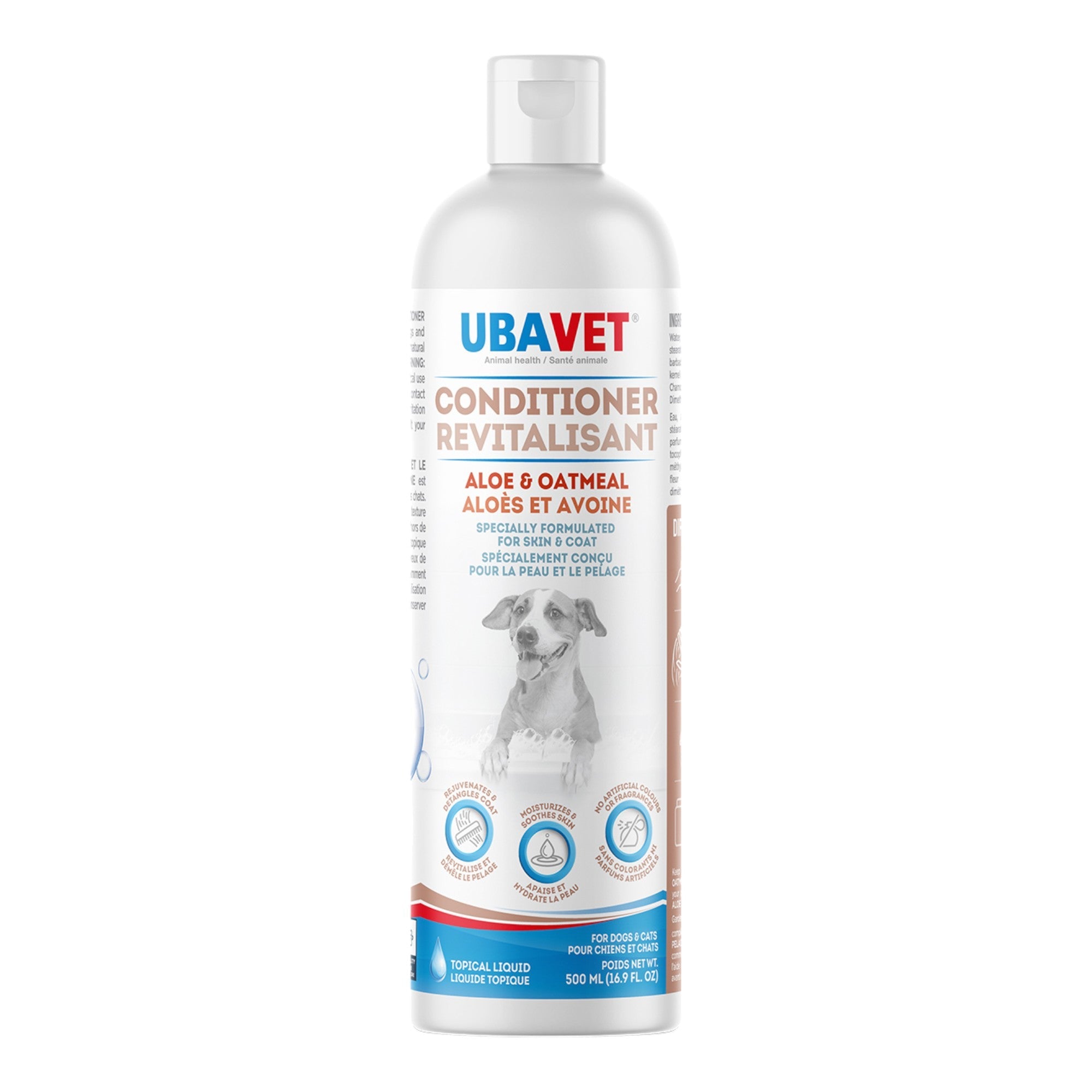 UBAVET Aloe & Oatmeal Conditioner for Dogs & Cats – Soothing Moisturizing Formula for Sensitive Skin (16.9 fl oz / 500ml)