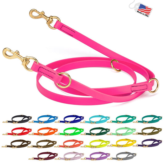 Viper Biothane Adjustable Multi-Purpose Dog Leash with Brass Hardware, 7FT