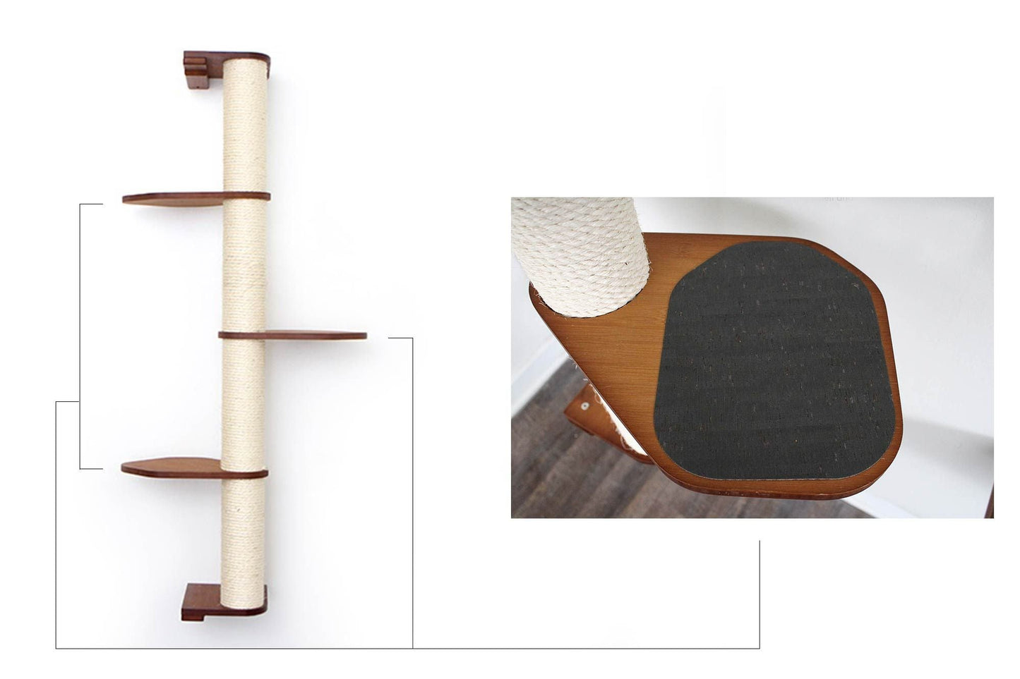 Wall Mounted Cat Climbing Pole - Sisal