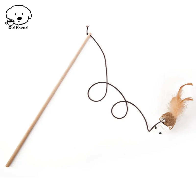 Wooden Handmade Cat Feather Toy