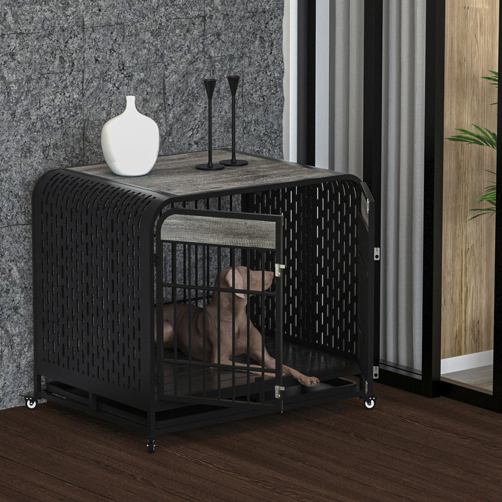 Heavy Duty Dog Crate Furniture Wooden Table 42inch Grey