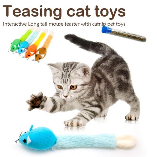 Long Tail Mouse Cat Teaster Toy