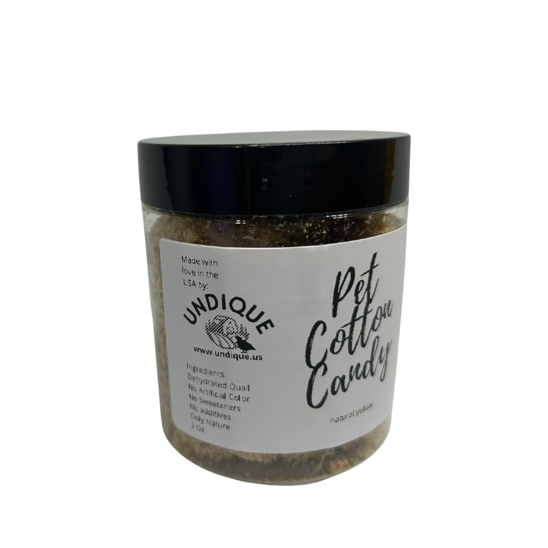Pet Cotton Candy - Quail All Natural Protein-Rich Fluffy Treat for All Pets, one Ingredient only pet Treat and Food Topper for picky Eaters or gourmets. Made from Premium Quail Meat