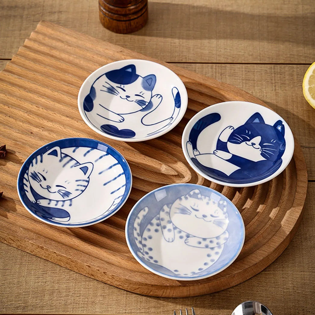 Cute Cat Ceramic Dessert, Sauce Dish