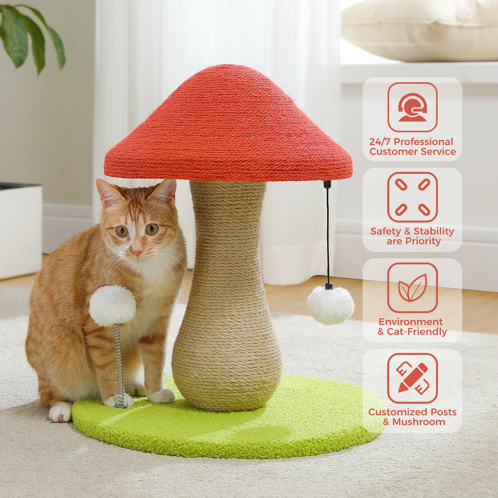 Cat Scratching Post with Spring Ball, Mushroom Scratcher