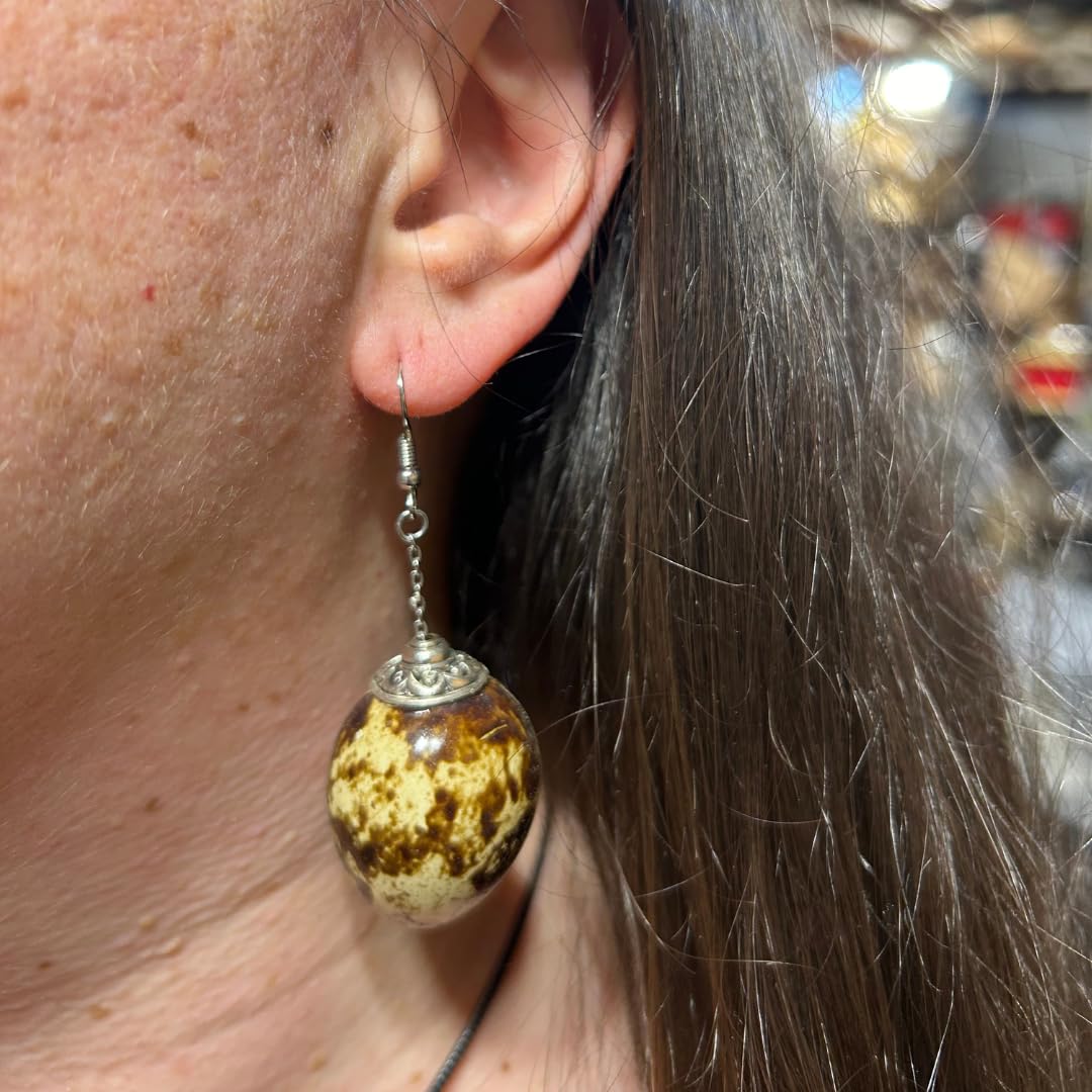 Quail Egg Earrings, Brown