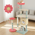 61 Inch Multi-Level Aesthetic Floral Cat Tower with Flower-Shaped Padded Perch