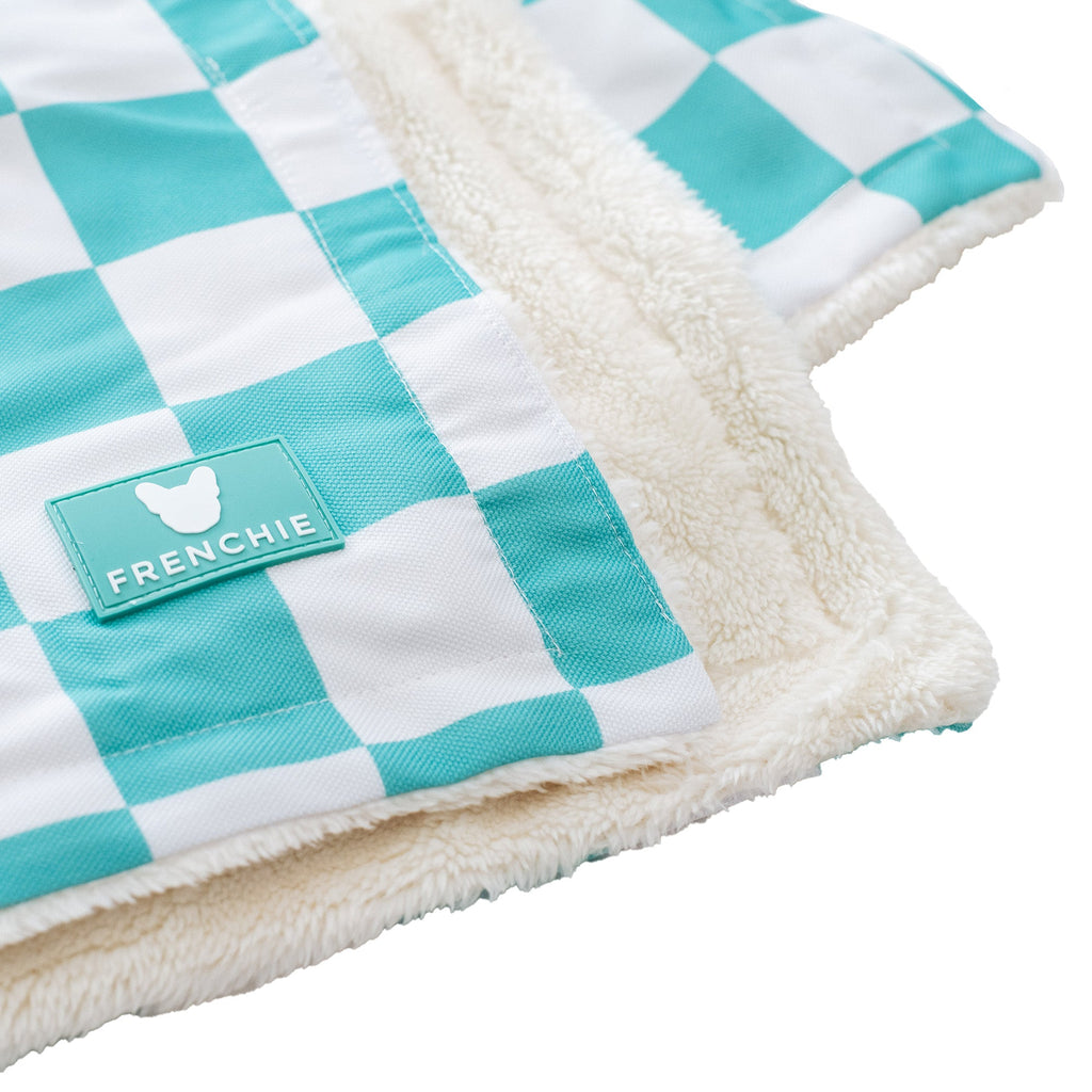 Frenchie Blanket - Aqua Checkered