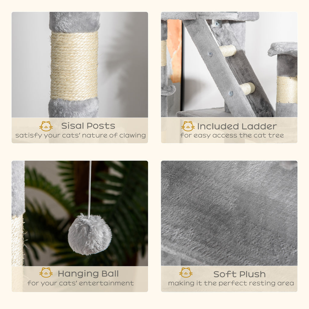 94.5 Inch Height Adjustable Cat Climbing Tower, Hammock