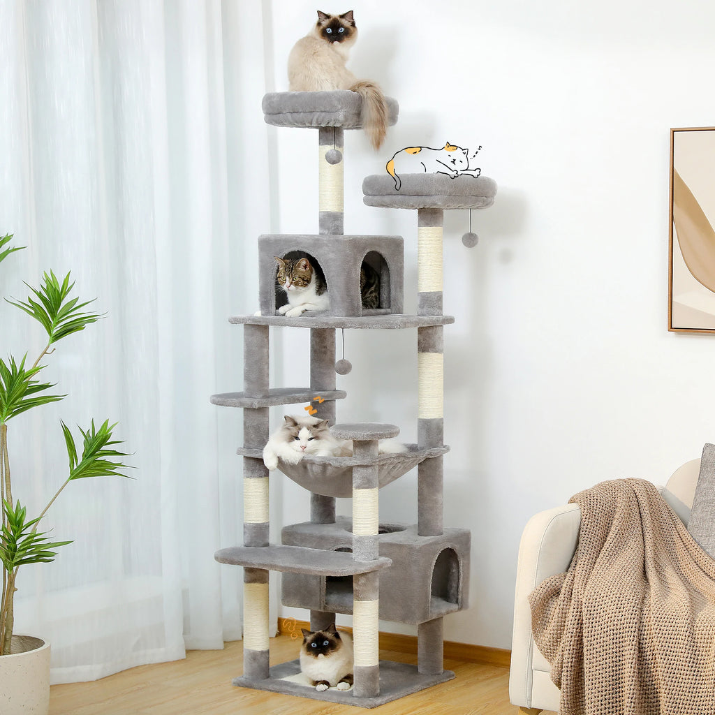 Large Cat Tree Tower With Sisal-Covered Scratching Posts