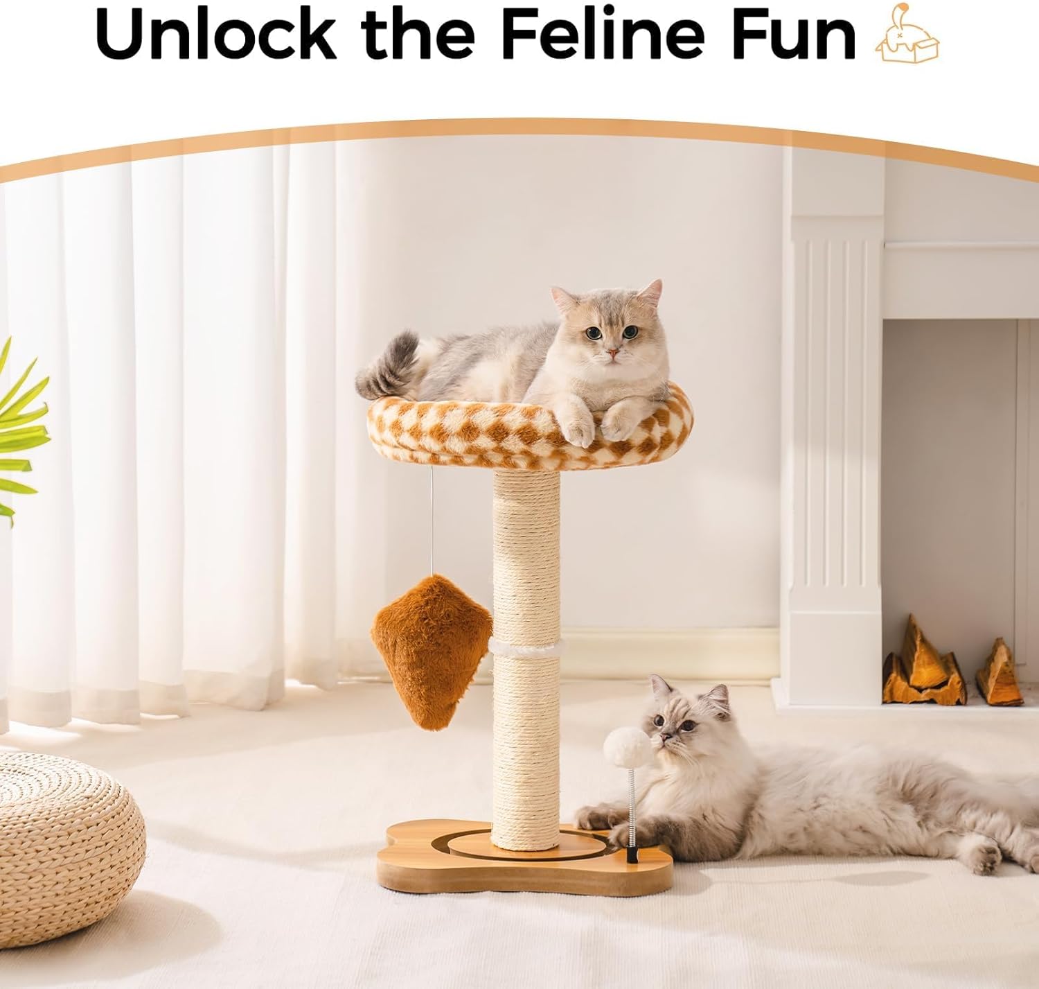 Cat Scratching Post with Bed, Sisal Scratcher