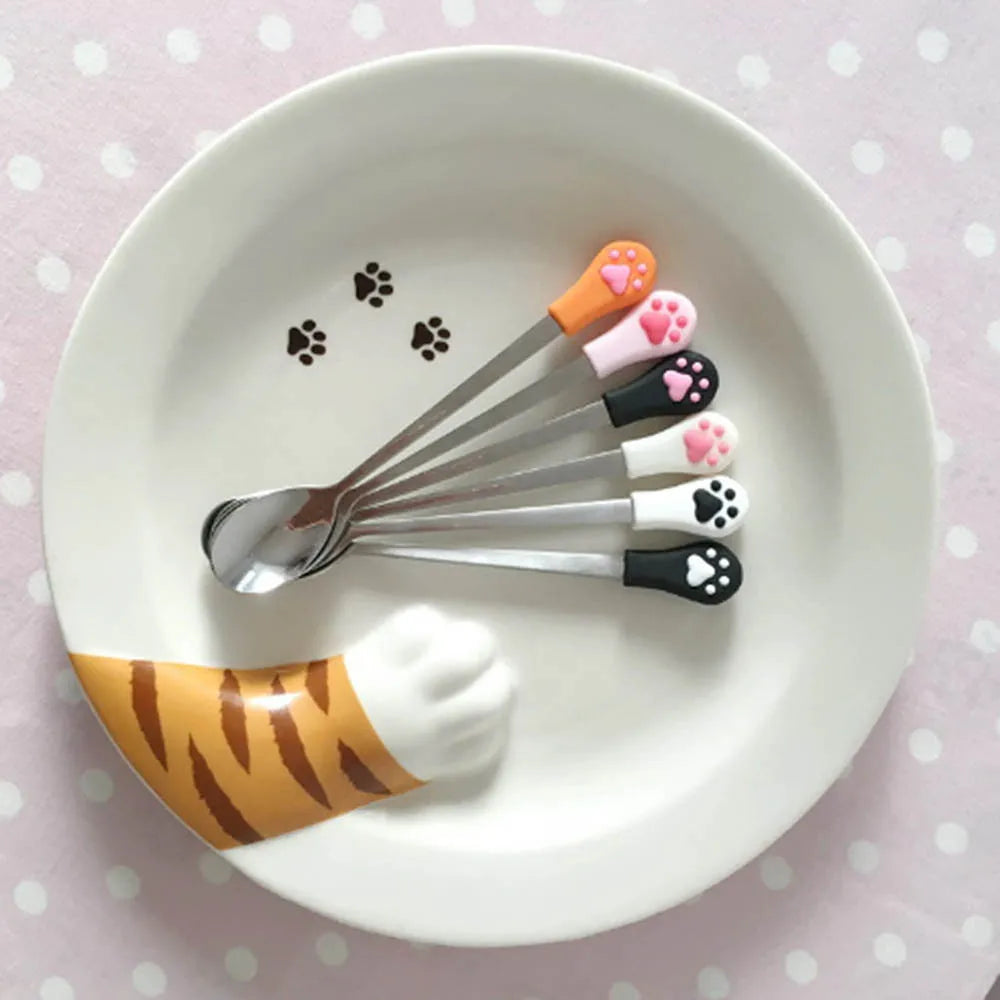 Stainless Steel Cute Cat Claw Coffee Spoons