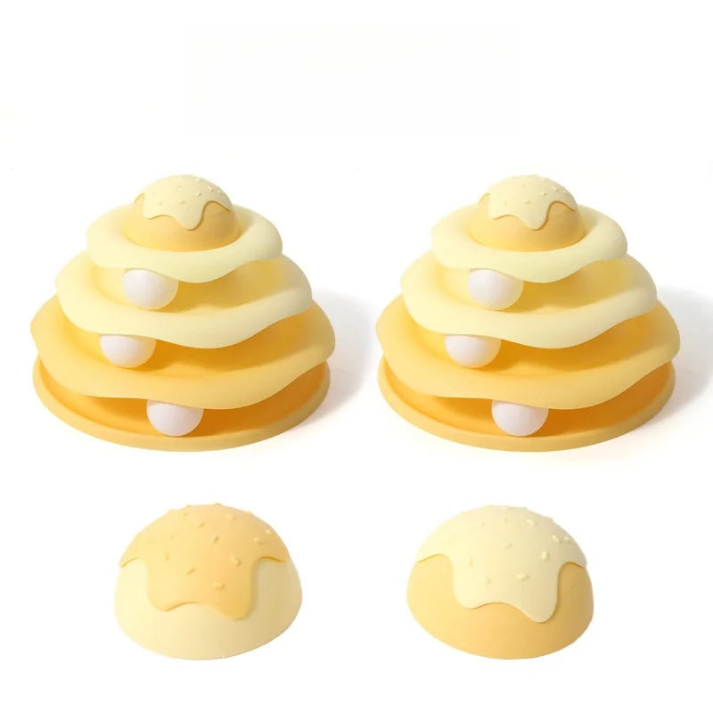Cat Toy Tower Turntable Roller Balls 4 Levels