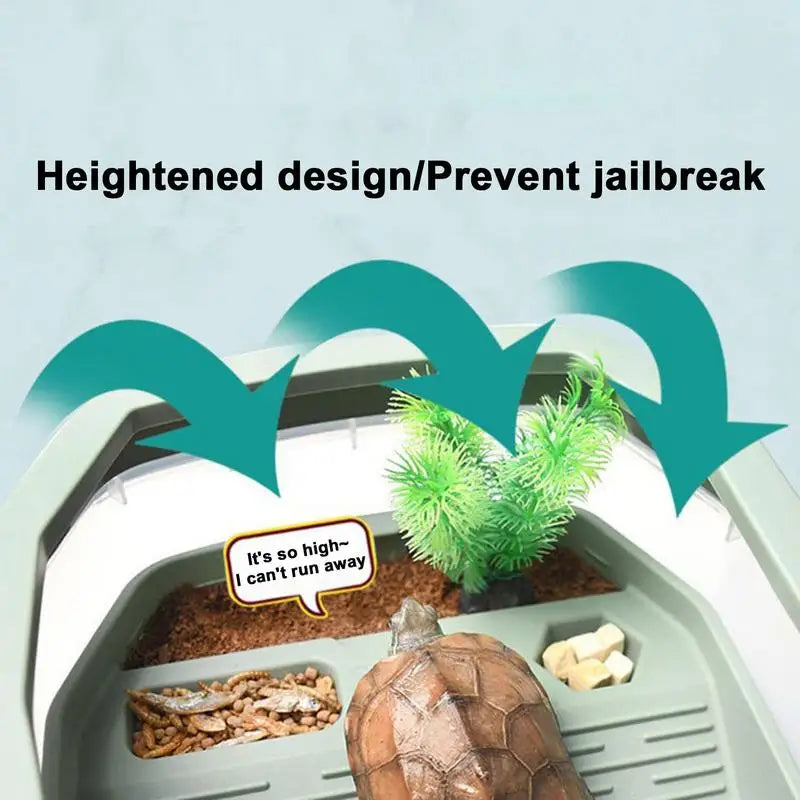 Turtle Tank Detachable Double Layers Habitat With Lid