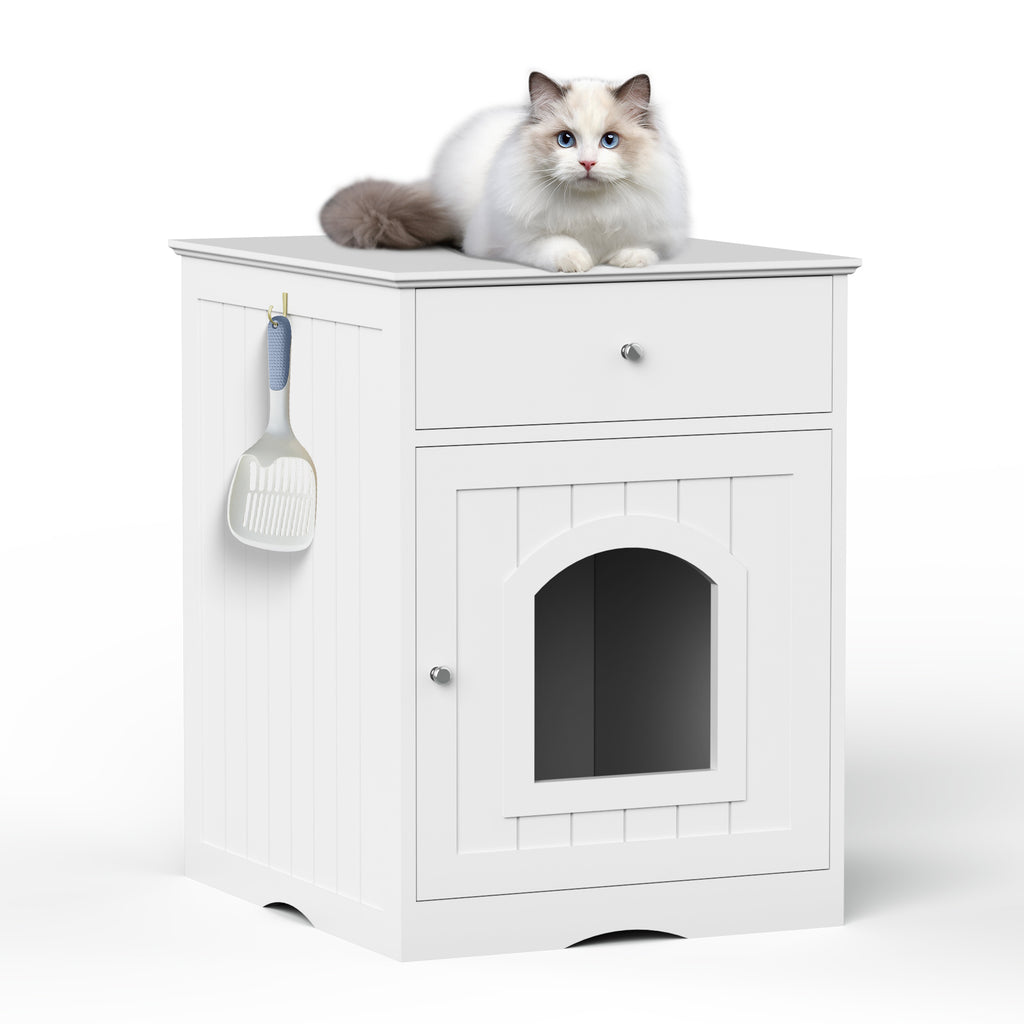 Wooden Pet House Litter Box  With Drawers