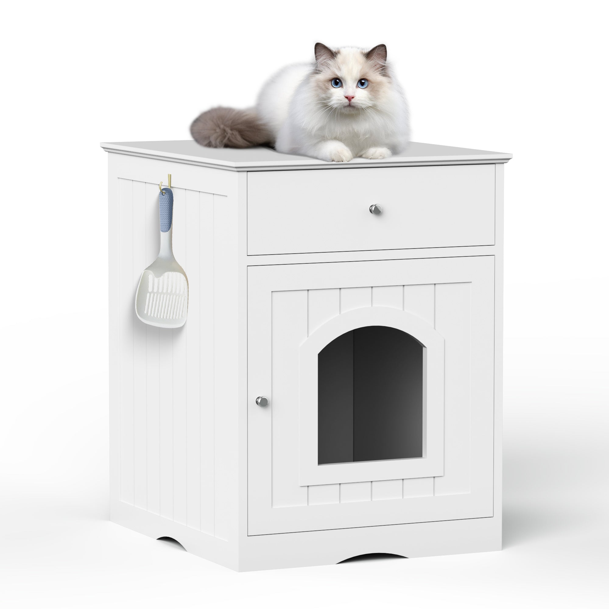 Wooden Pet House Litter Box  With Drawers
