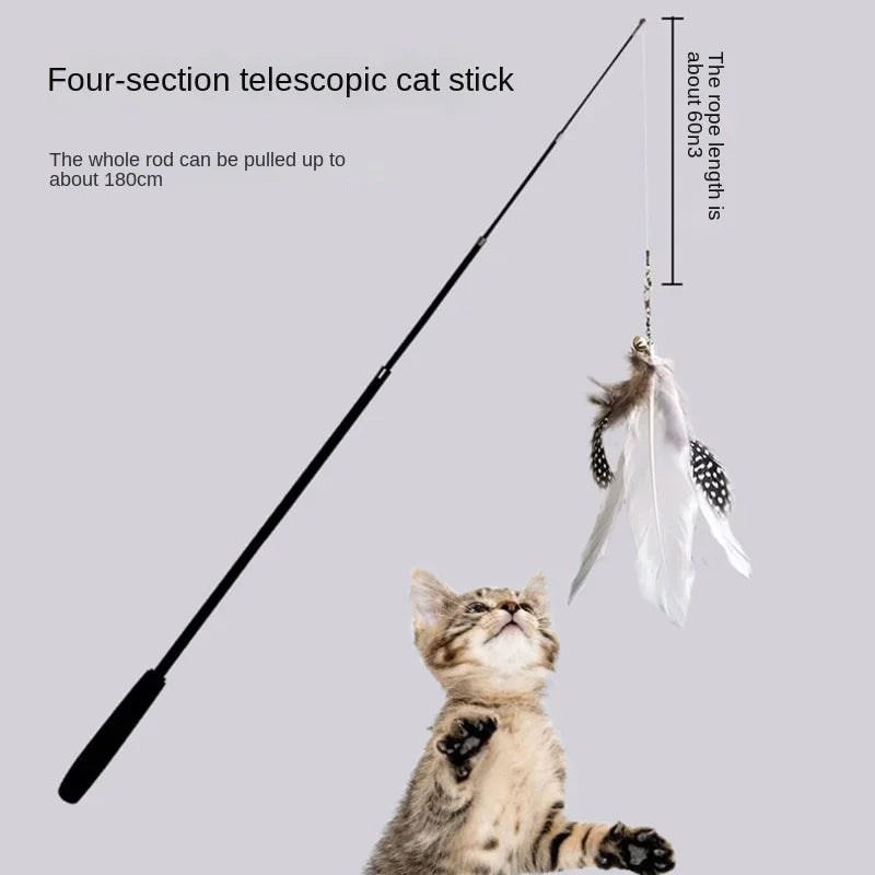 Telescopic Cat Stick Feather Cat Toy