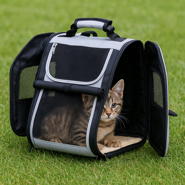 Pet Carrier Backpack, Expandable Cat Dog Carrier With Back Extension, Breathable Mesh Travel Backpack For Small Dogs Cats,