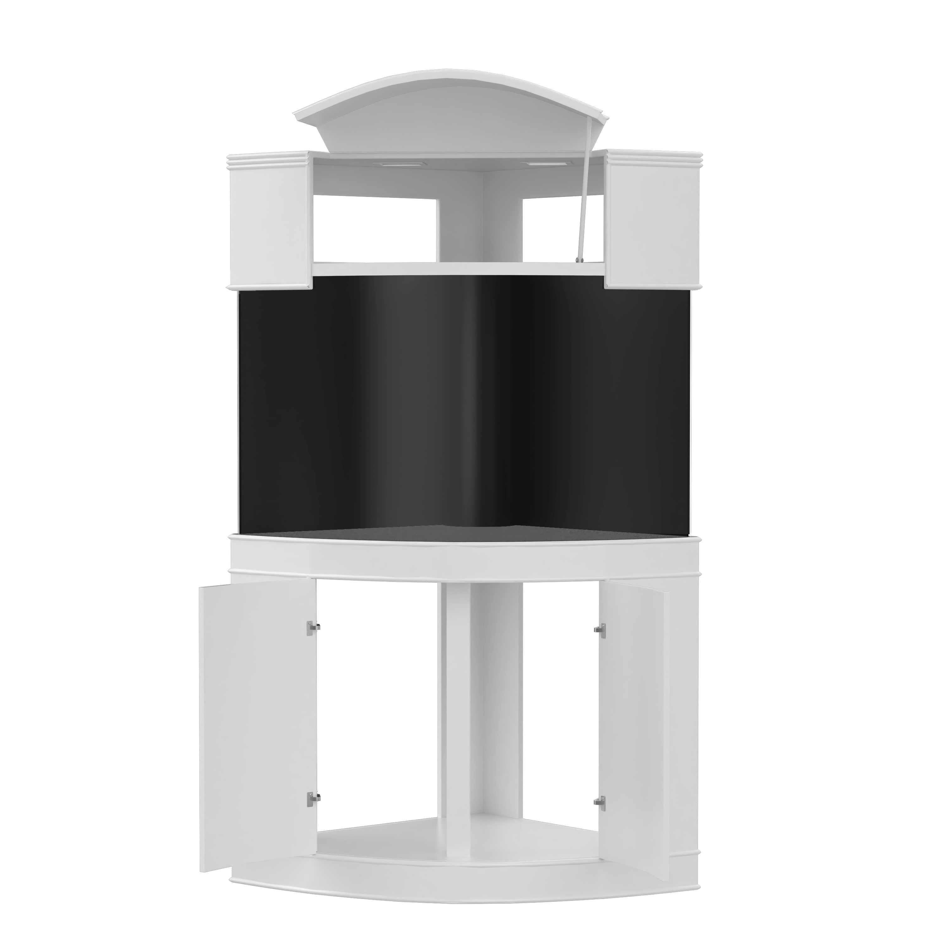 400 Gallon Glass Corner Reef-Ready Aquarium Tank Wood Stand Canopy in Rose Cherry