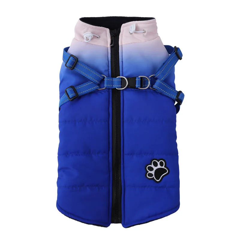 Waterproof Pet Winter Jacket With Harness and Reflective