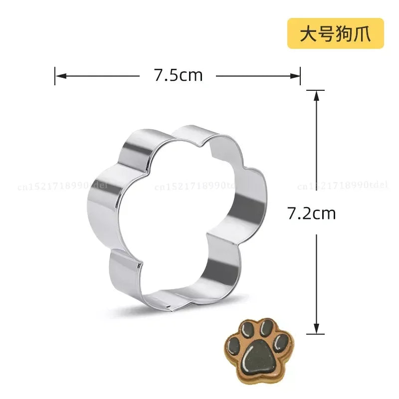Cookie Cutter Mold Stainless Steel Pet Dog Bone And Paw Shaped