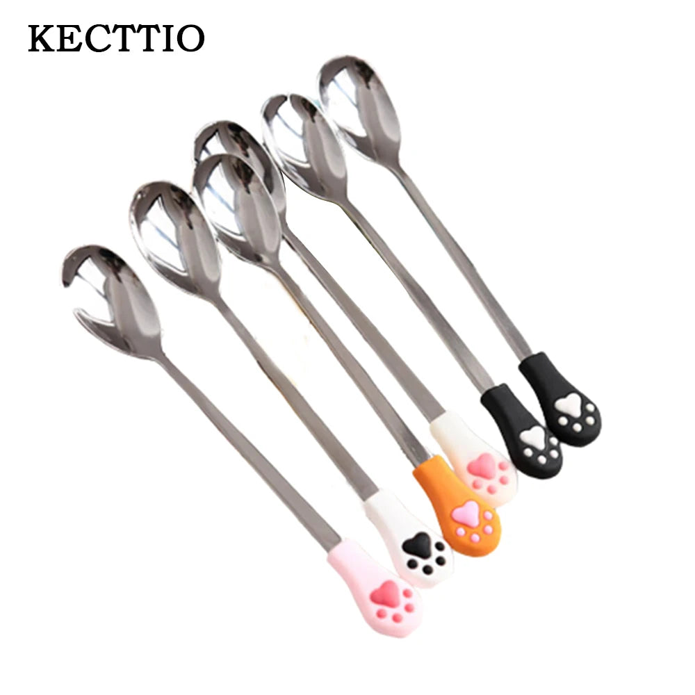 Stainless Steel Cute Cat Claw Coffee Spoons
