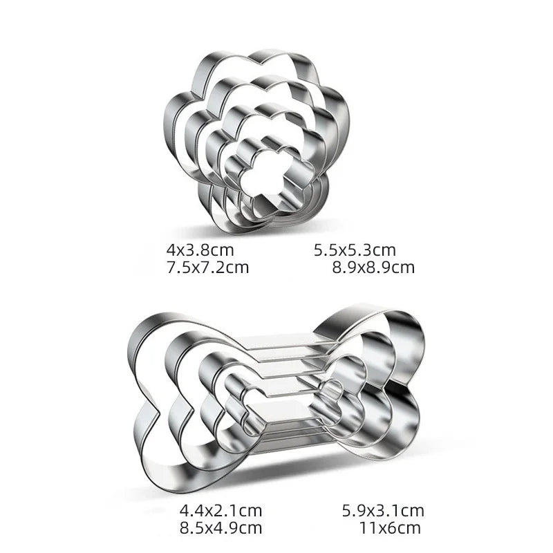 Stainless Steel Pet Dog Bone Paw Shaped Cookie Cutters 8Pcs