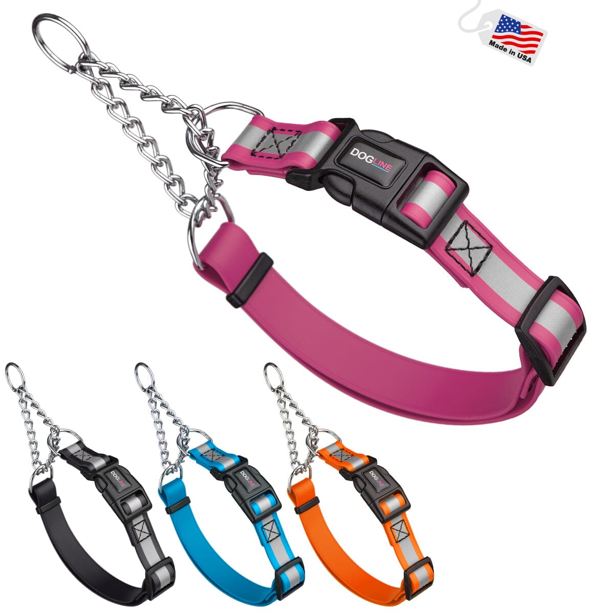 Reflective Biothane Martingale Collar with Quick Release Buckle