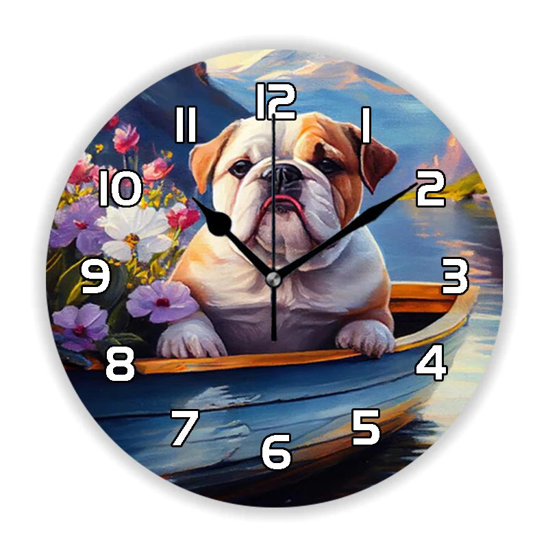 Rustic Wood Silhouette Dog Lover Wall Clock Multiple Designs