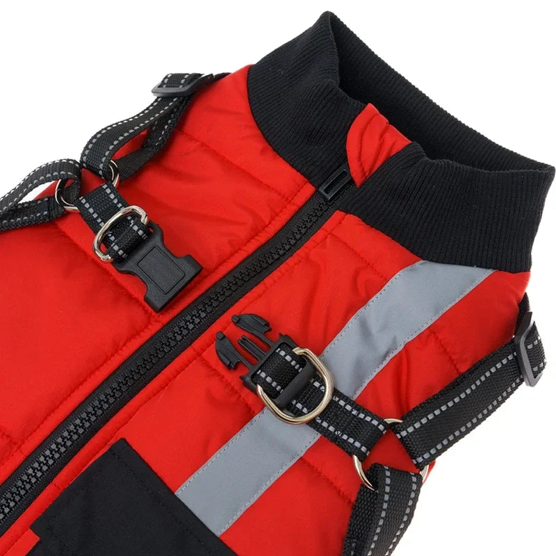 Winter Warm Dog Clothes With Harness, Windproof Pet Vest