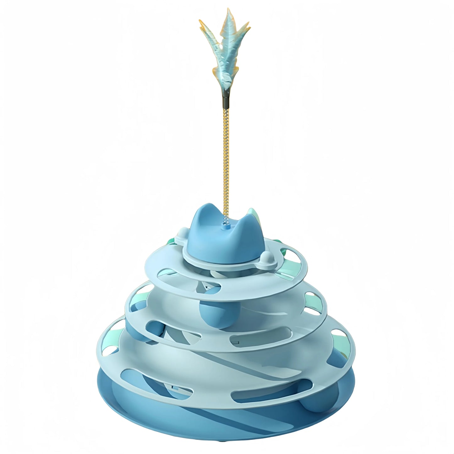 Four-layer Rotating Track Ball and Feather Stick Toy