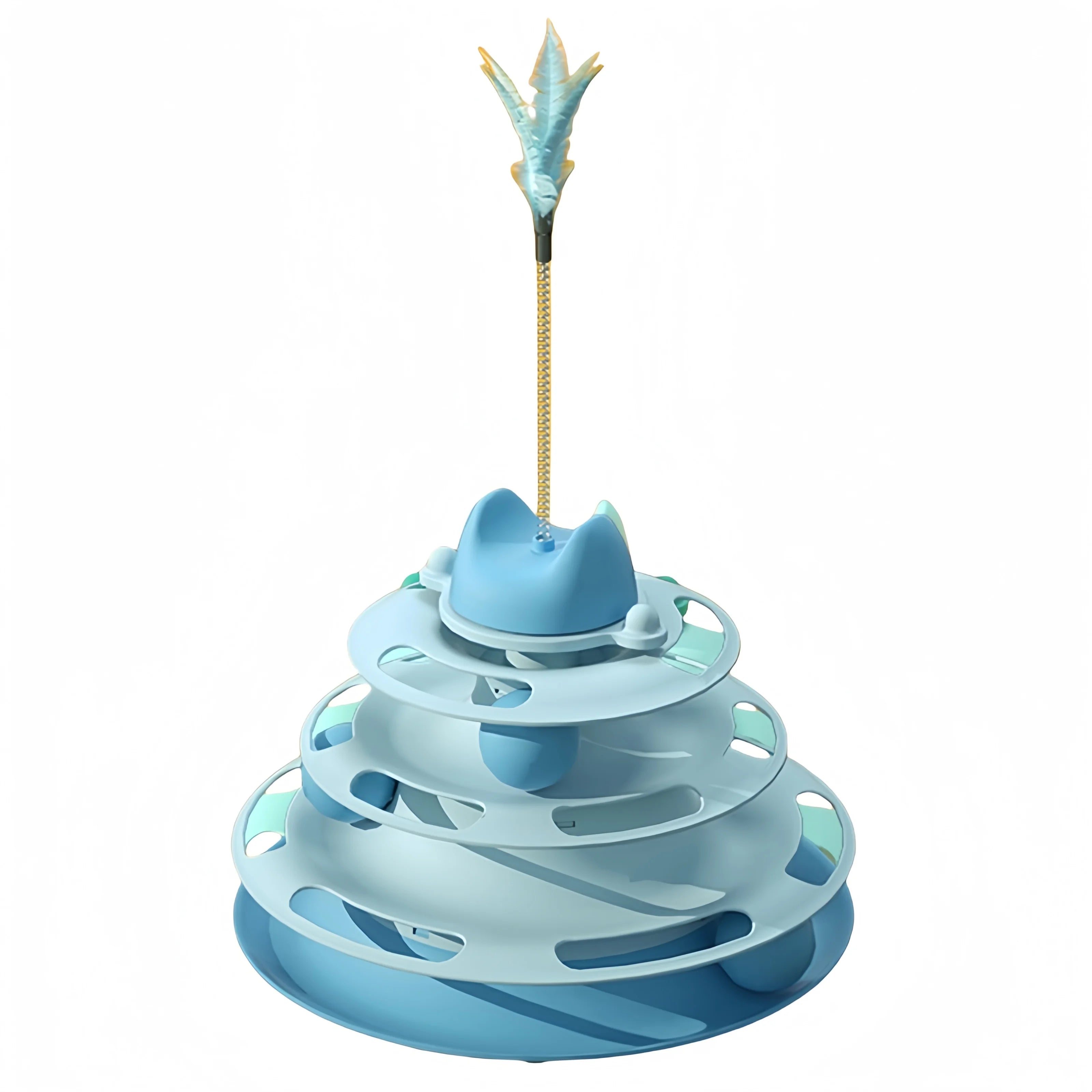 Four-layer Rotating Track Ball and Feather Stick Toy