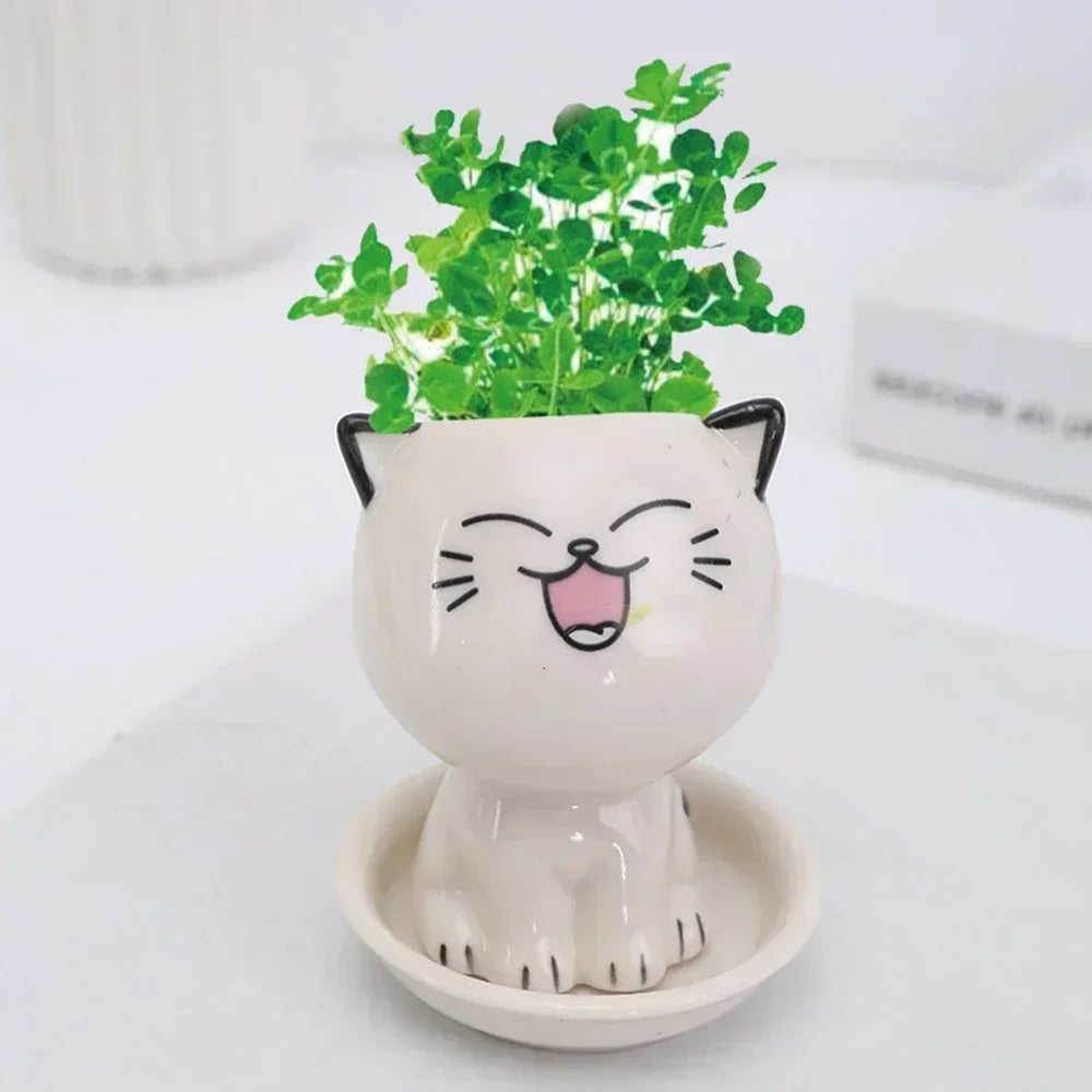 Ceramic Cat Shaped Cartoon Plant Pot
