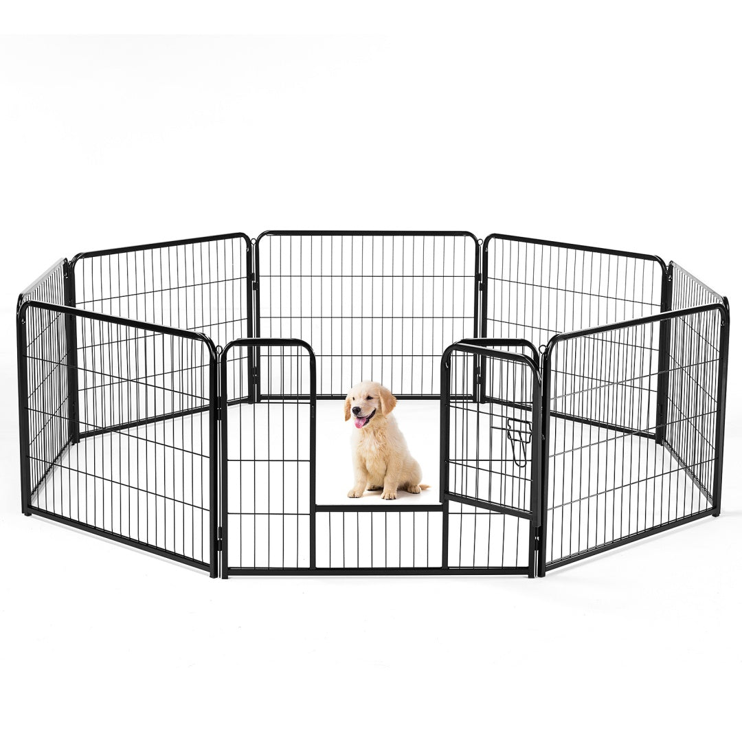 Dog Playpen Indoor Fence Height Metal Exercise Pen With Door Small Puppy-Medium-Large Dogs Animal Pet For Outdoor, Garden, Yard