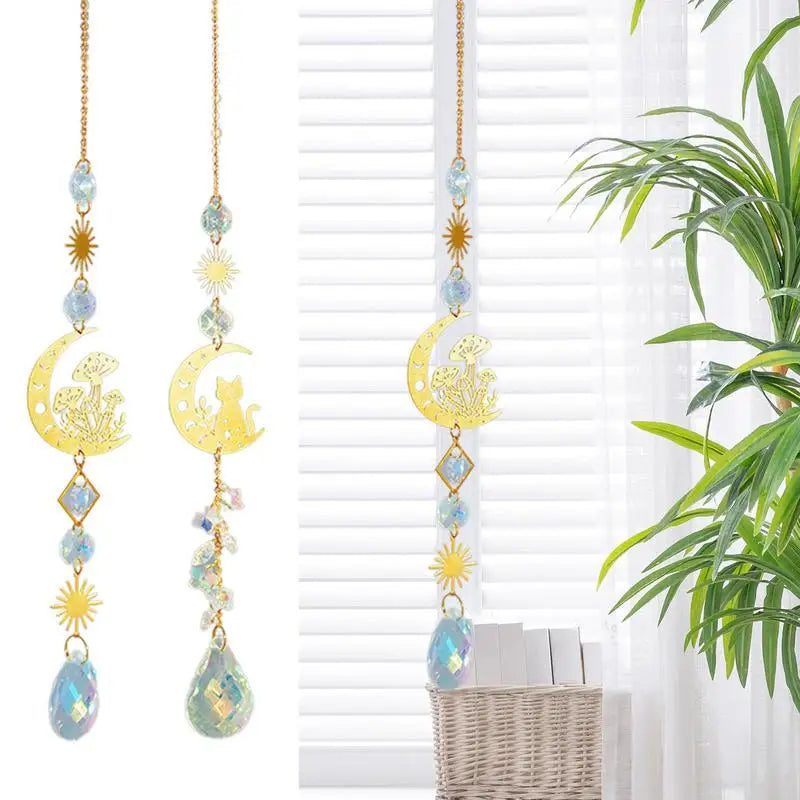 Moon Cat Crystal Sun Catcher Ornament