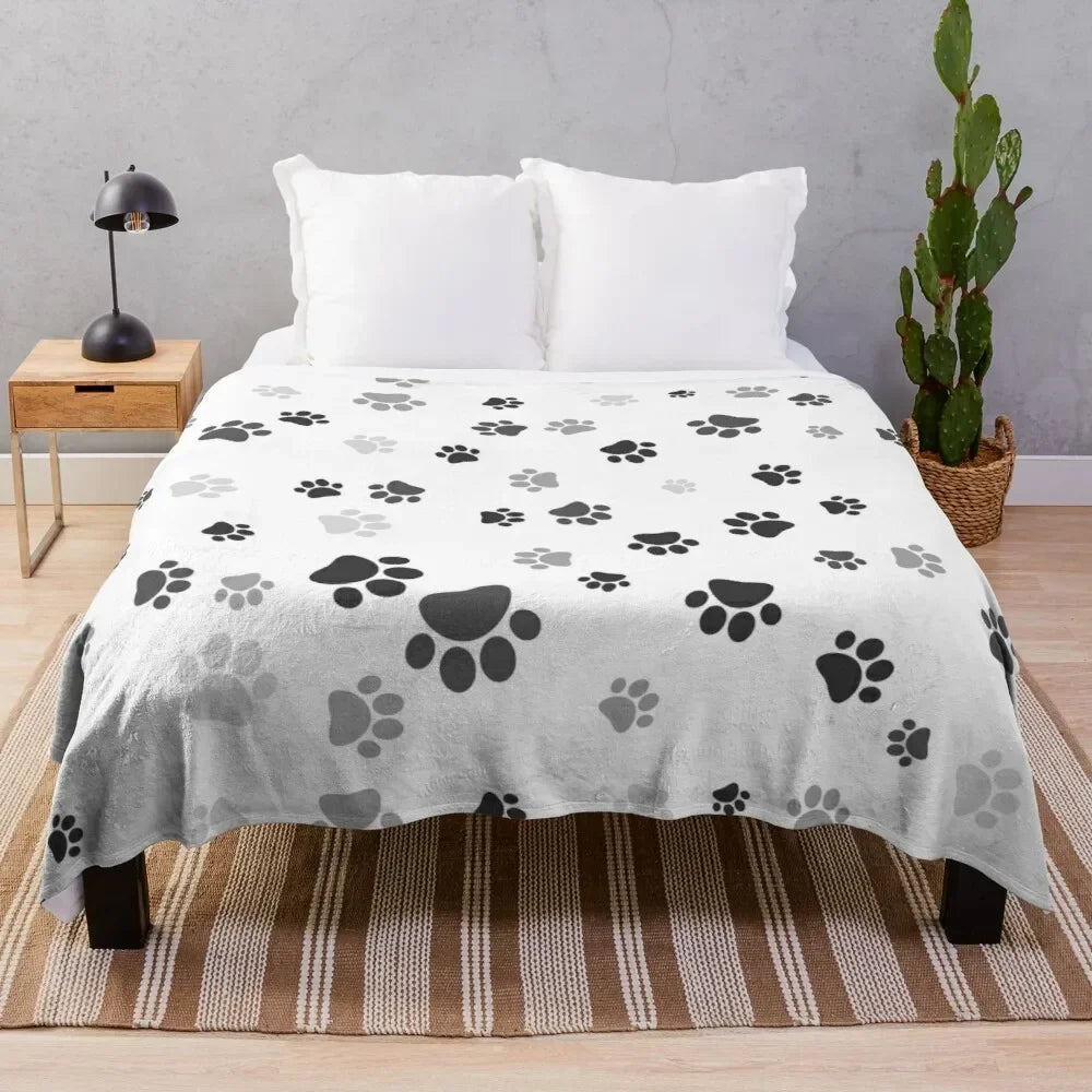 Pawprint Flannel Throw Blankets