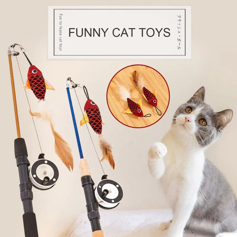 Telescopic Fishing Rod Cat Teaser Toys