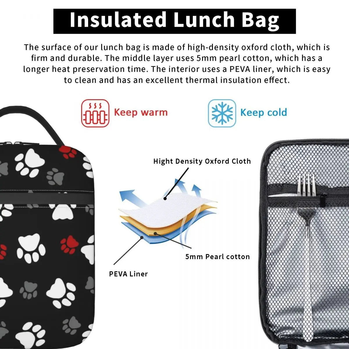 Cute Paw Insulated Lunch Bag
