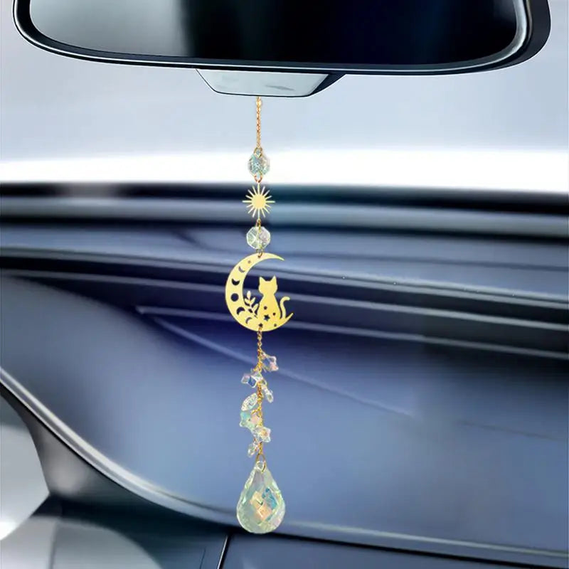 Moon Cat Crystal Sun Catcher Ornament