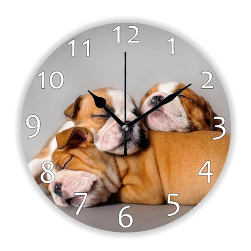 Rustic Wood Silhouette Dog Lover Wall Clock Multiple Designs