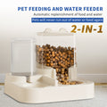 Transparent And Visible Pet Feeding And Drinking Dispenser, Automatically Refilling Food And Water.
