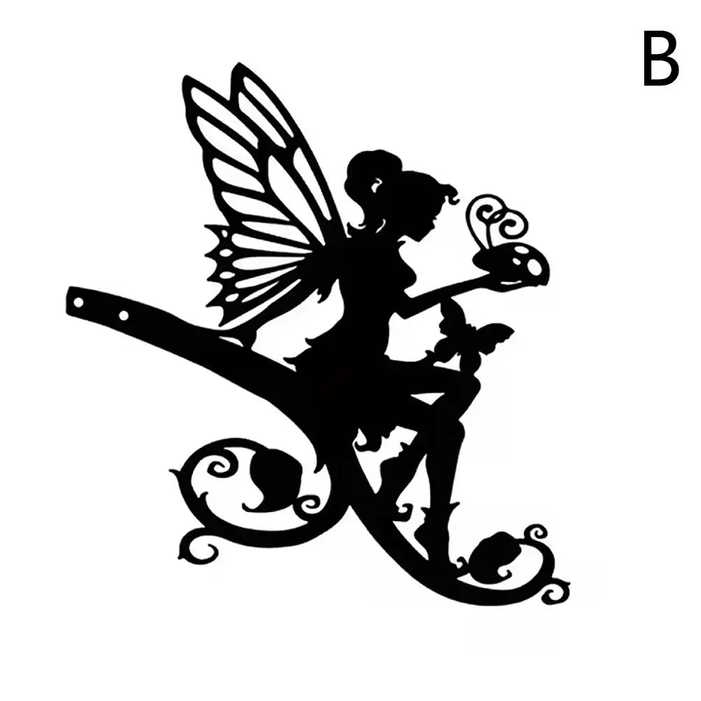 Iron Silhouette Cute Witch And Cat Yard Art Decor