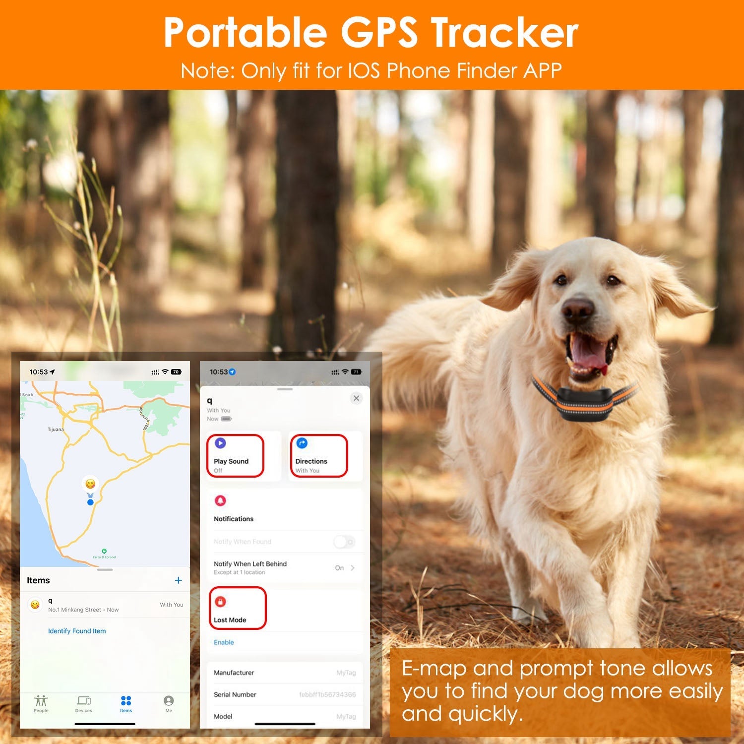 2 In 1 Dog GPS Fence Tracker Wireless, Dog Collar With 32-2887FT Radius IPX6 Waterproof For Small Medium to Large Dogs