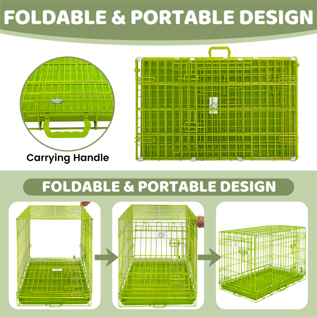 30" Collapsible Green Dog Crate GRN30